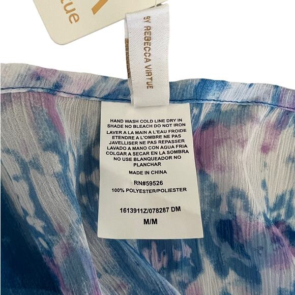 BCA Rebecca Virtue Womens Sheer Tie Dye Coverup Short Sleeve Blue M Medium - Picture 6 of 7